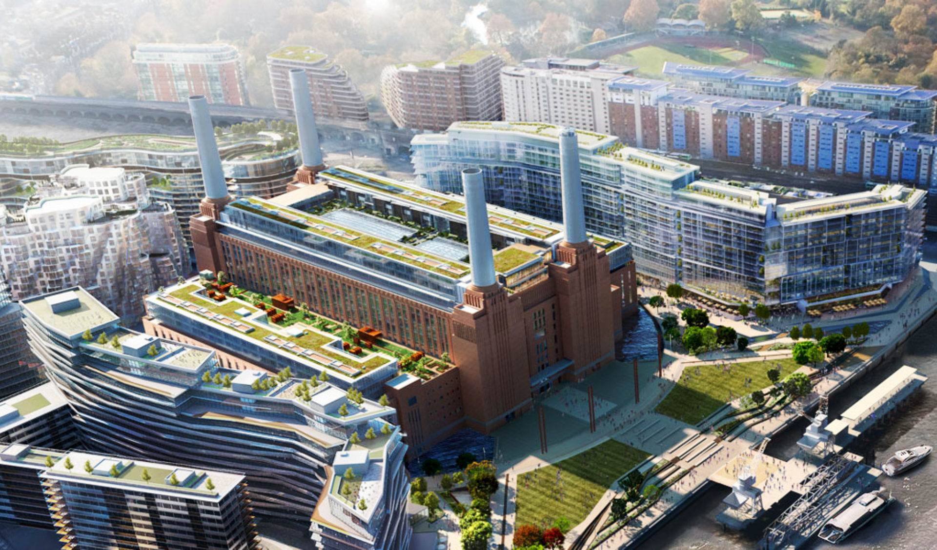 aerial view of Battersea power station development